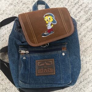 Looney Tunes Denim and Brown Backpack